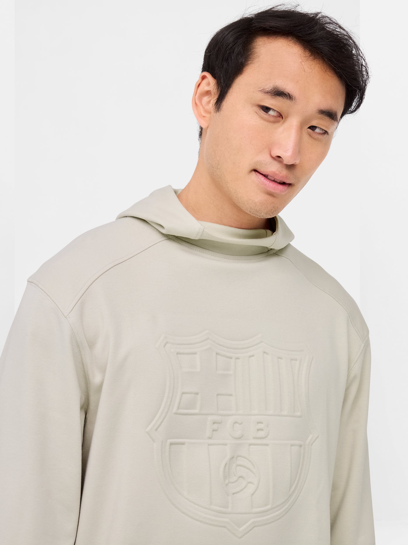 Ecru Hoodie with embossed Crest