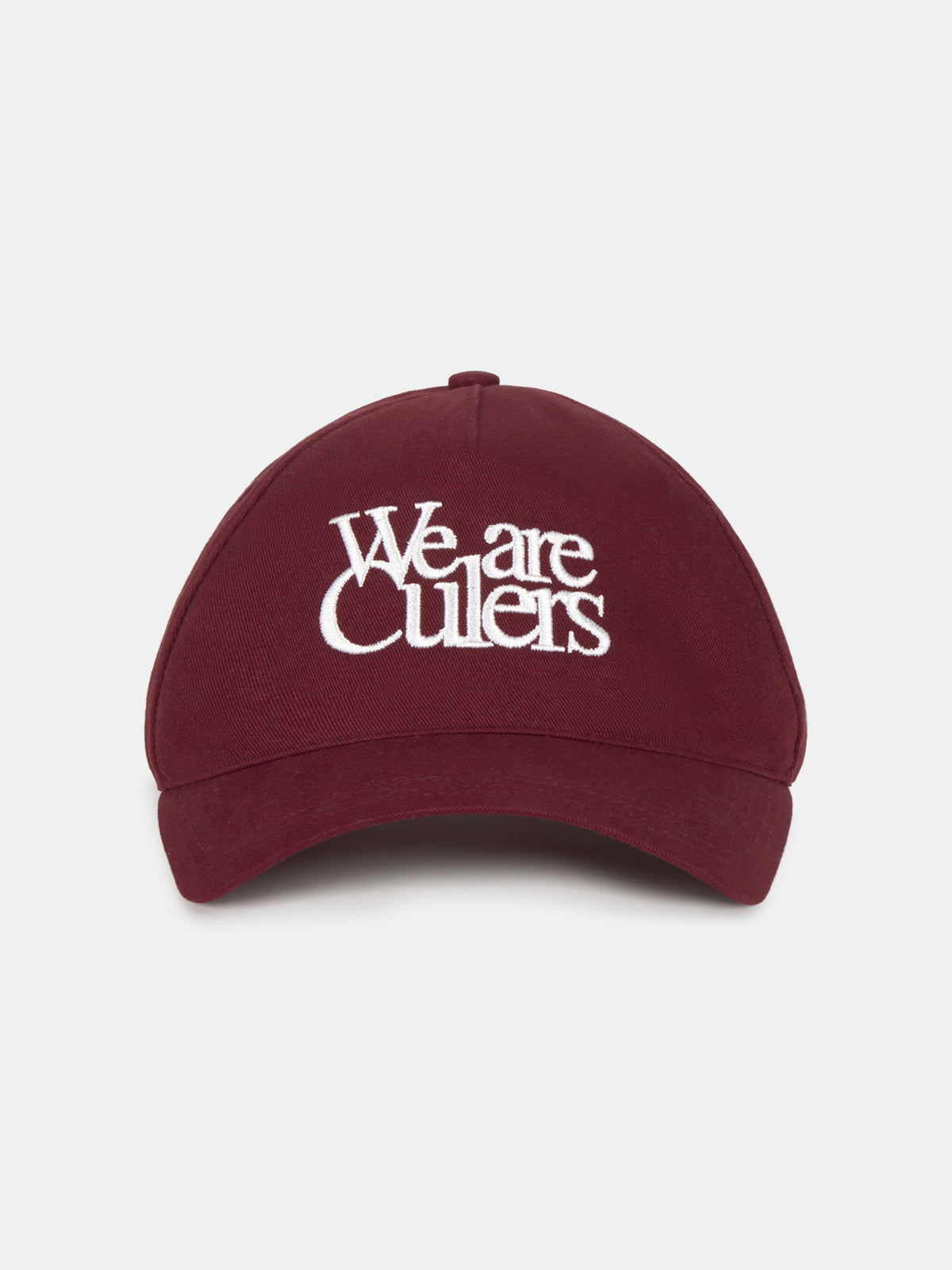 Burgundy cap with the phrase 'We are Culers' embroidered in white on the front. Classic adjustable design inspired by FC Barcelona's colors.
