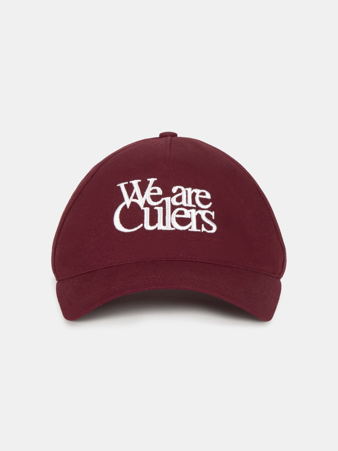 Burgundy cap with the phrase 'We are Culers' embroidered in white on the front. Classic adjustable design inspired by FC Barcelona's colors.