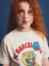 T-shirt ecru Cat Barça - Enfant