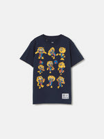  navy FC Barcelona T-shirt with multiple illustrations of Cat Culer, the club’s mascot