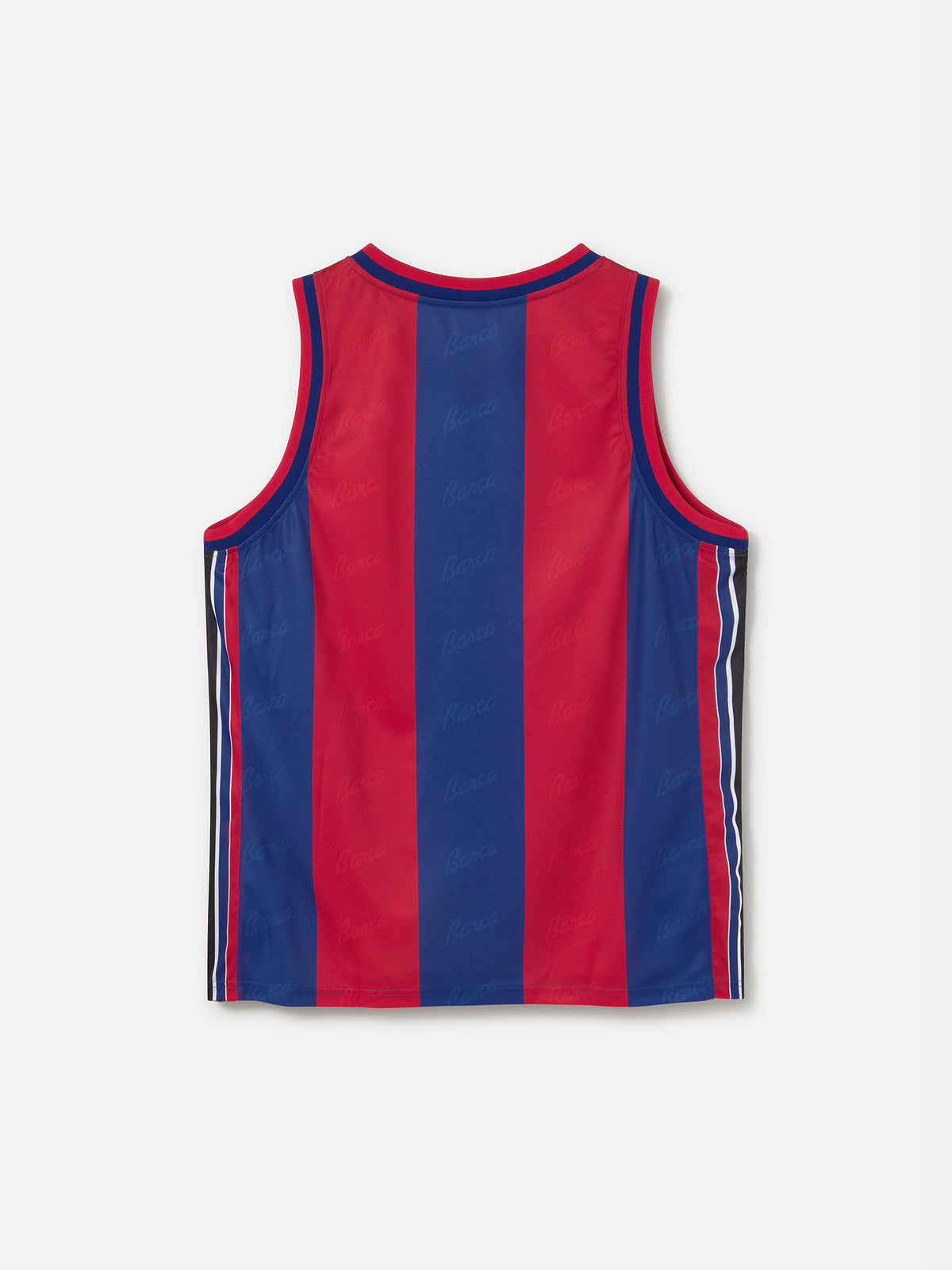 Red and blue striped tank top on a white background