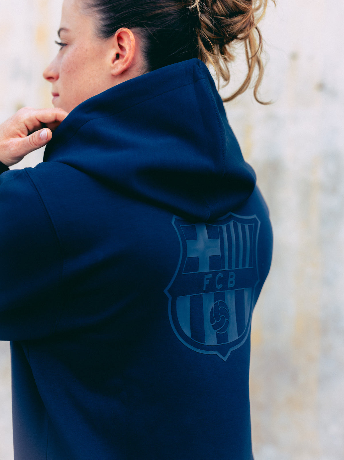 Sudadera con capucha atemporal azul marino Barça - Mujer