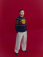 Pull de Noël Bleu Marine FC Barcelone