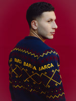 Pull de Noël Bleu Marine FC Barcelone