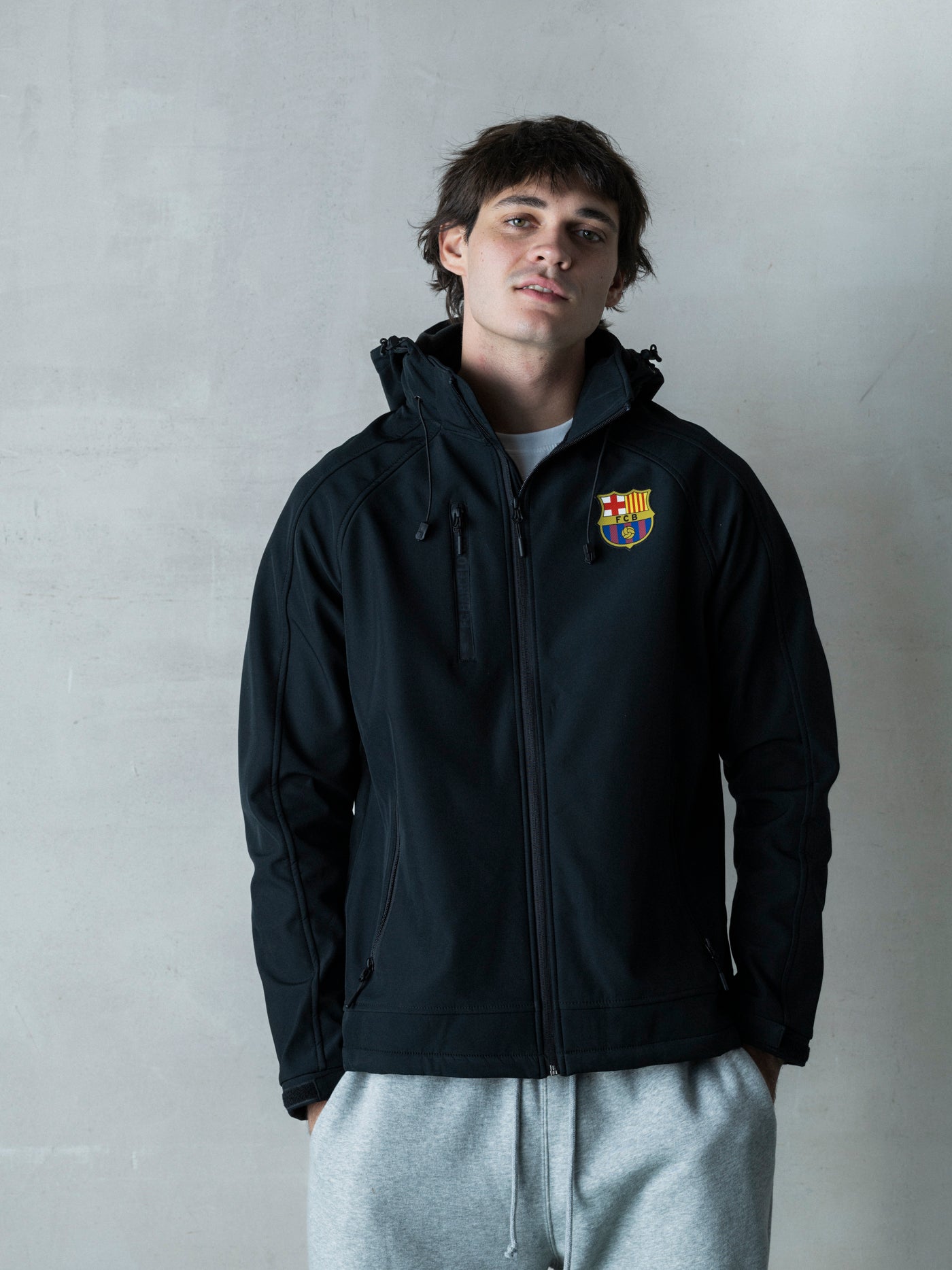 FC Barcelona Hooded black softshell jacket