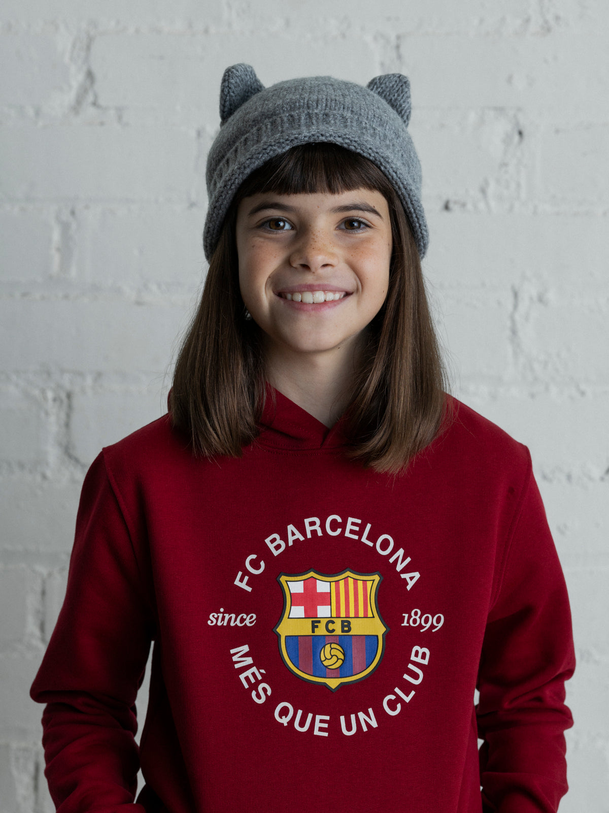 Sweat à Capuche Rouge avec Emblème Barça - Junior
