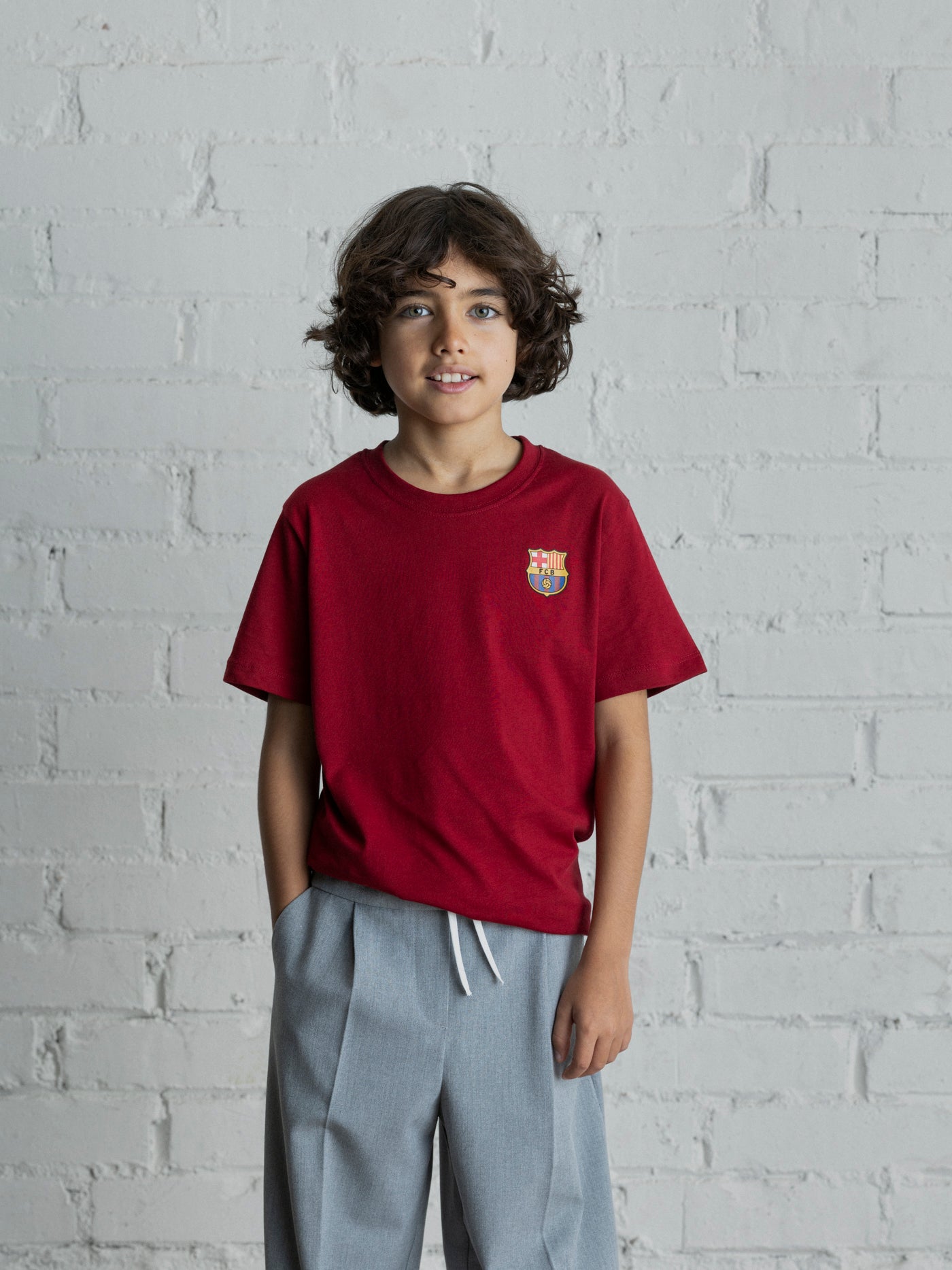 Red T-Shirt with Barça Crest - Junior