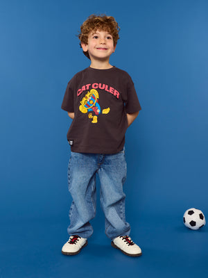 T-shirt Black Little Kids Cat Barça