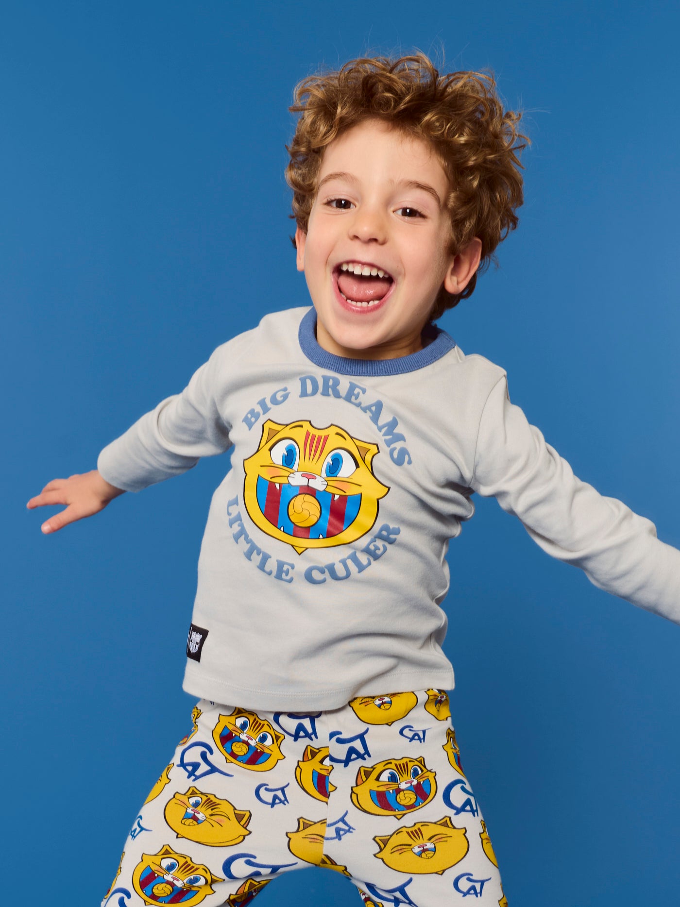 Pijama Grey Little Kids Cat Barça
