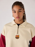 Sudadera Half Zip Mujer Ecru Core Barça