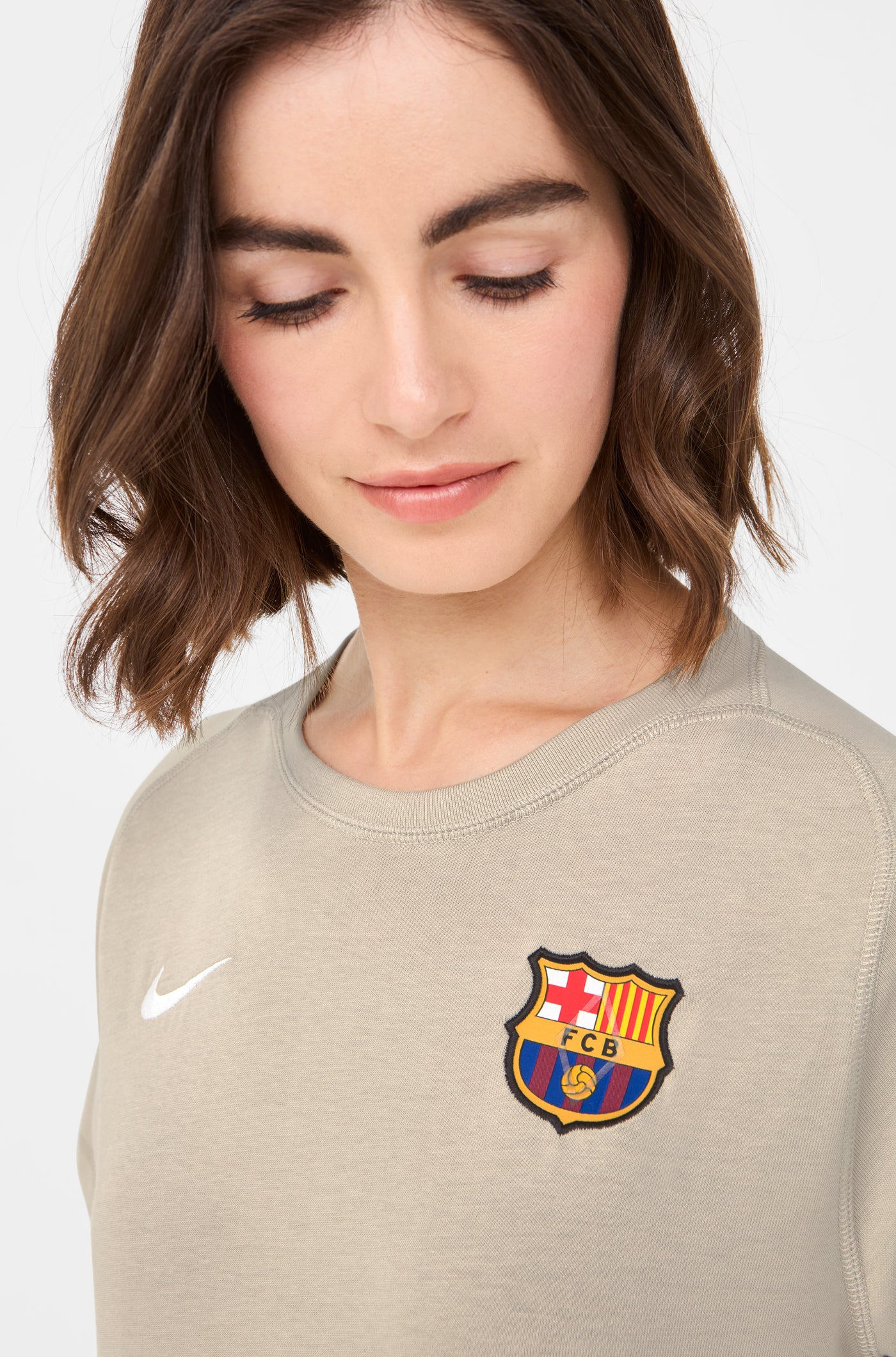 Camiseta beige Barça Nike - Mujer