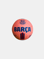 Pink FC Barcelona football with the word 'BARÇA' in bold blue letters and blue and red stripes on the sides.
