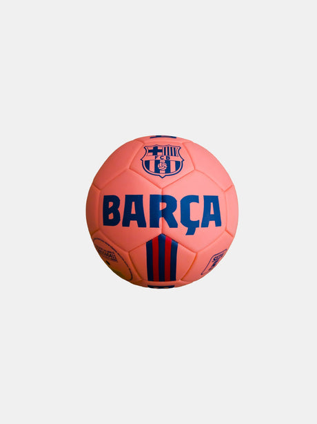 Pink FC Barcelona football with the word 'BARÇA' in bold blue letters and blue and red stripes on the sides.