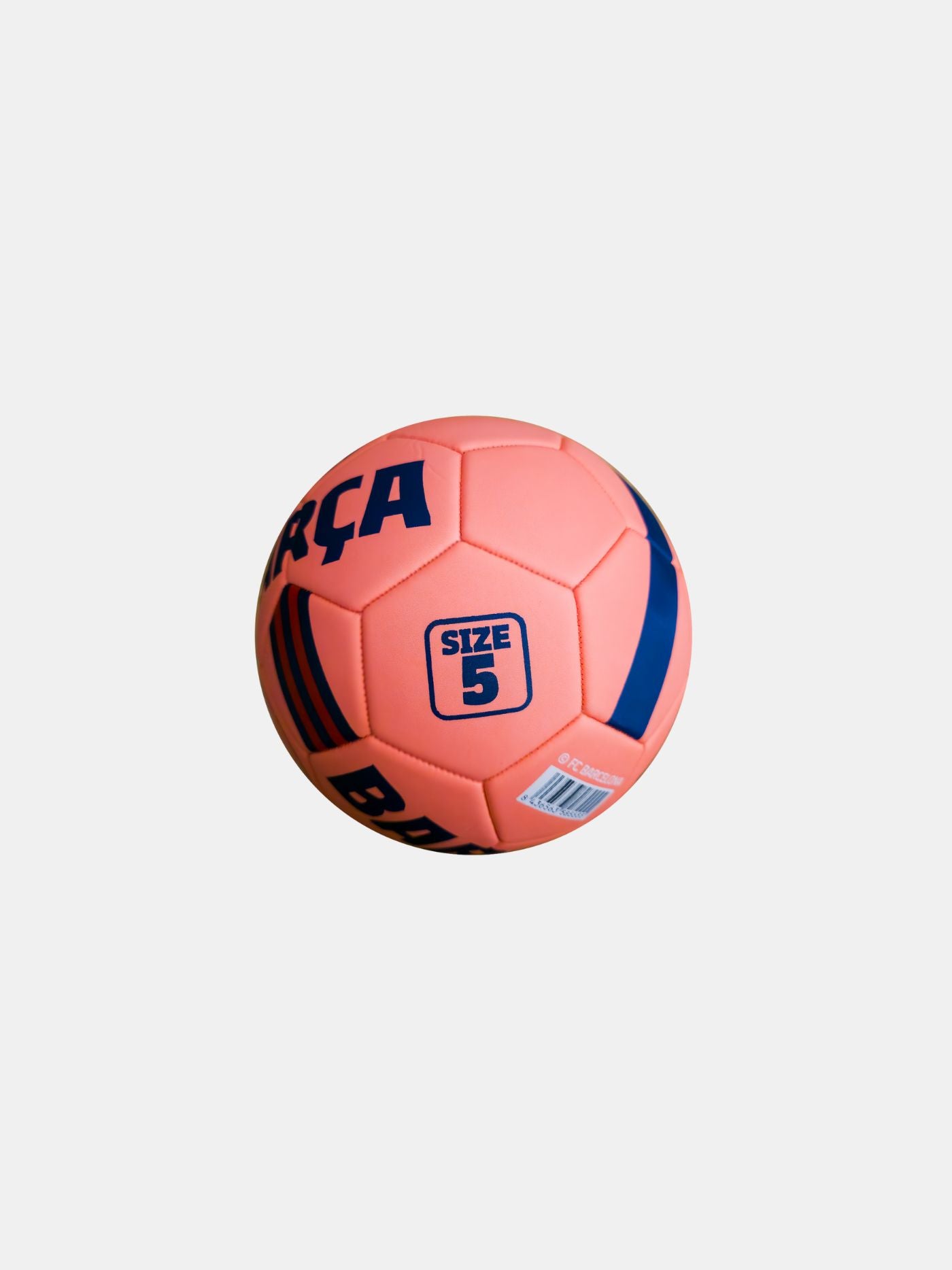 Pink FC Barcelona football with the word 'BARÇA' in bold blue letters and blue and red stripes on the sides.