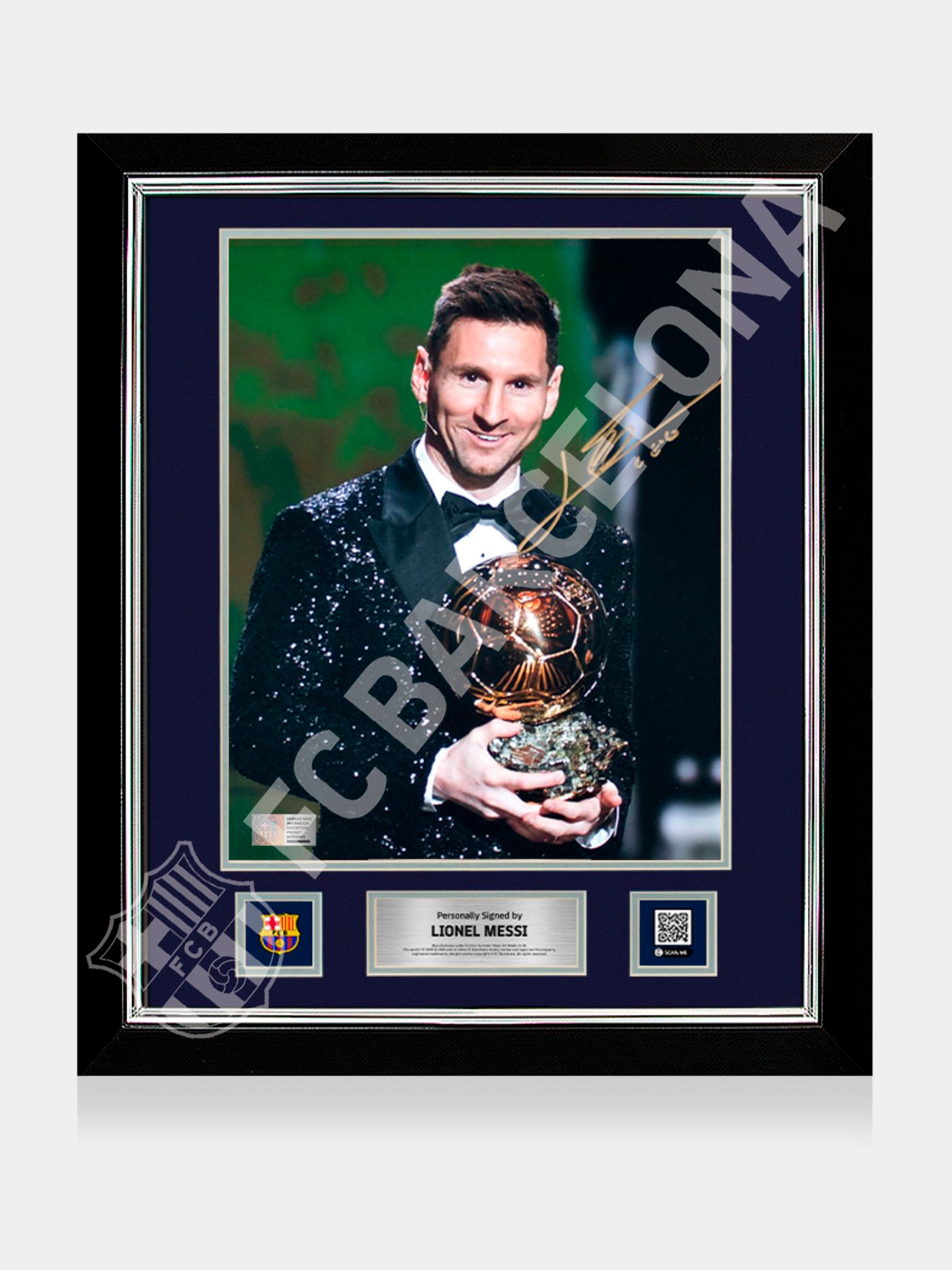 Fotografía enmarcada del FC Barcelona firmada por Lionel Messi – Ganador del Balón de Oro 2023