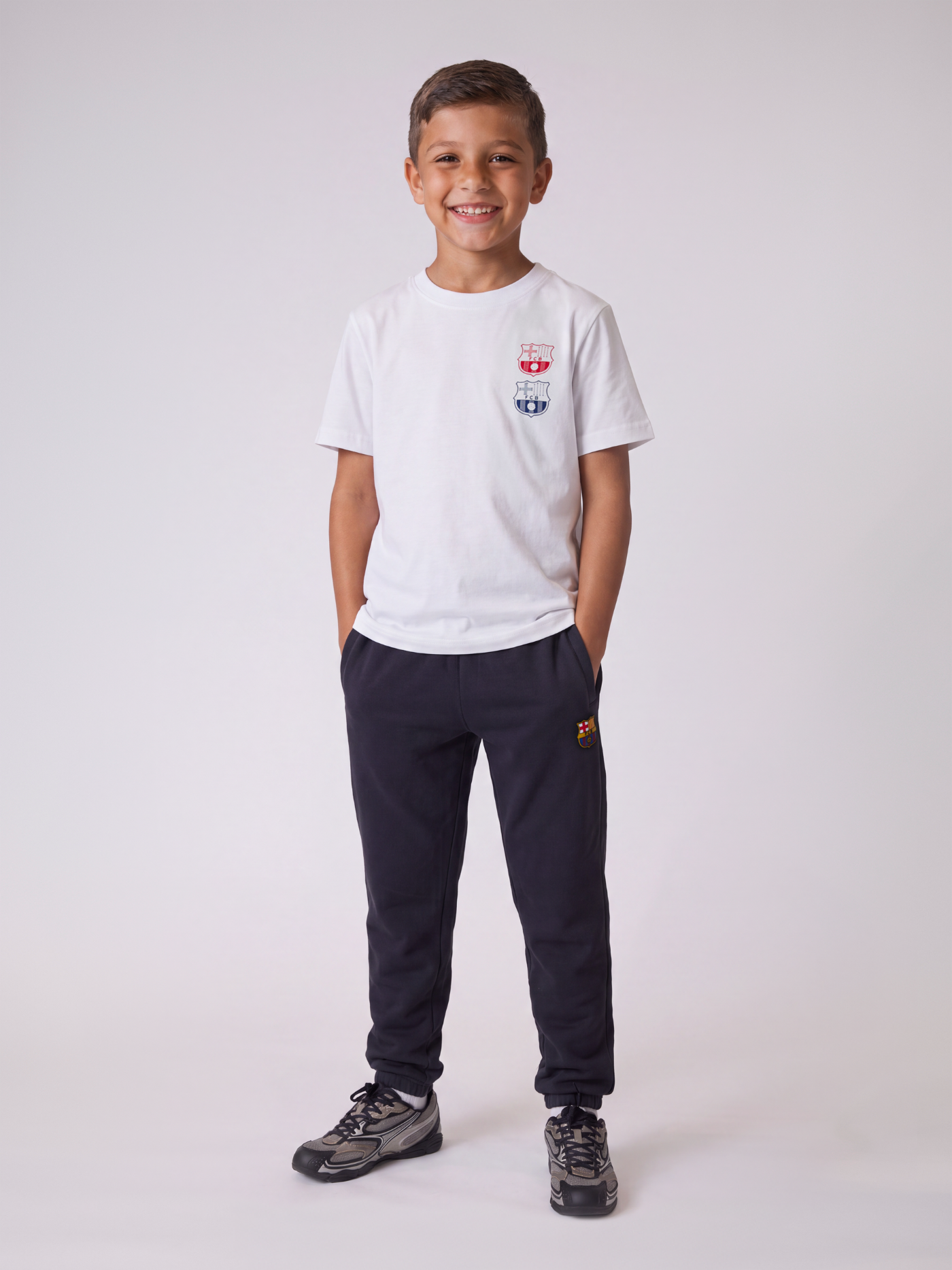 Graue Core II Fleece-Hose für Kinder Barça