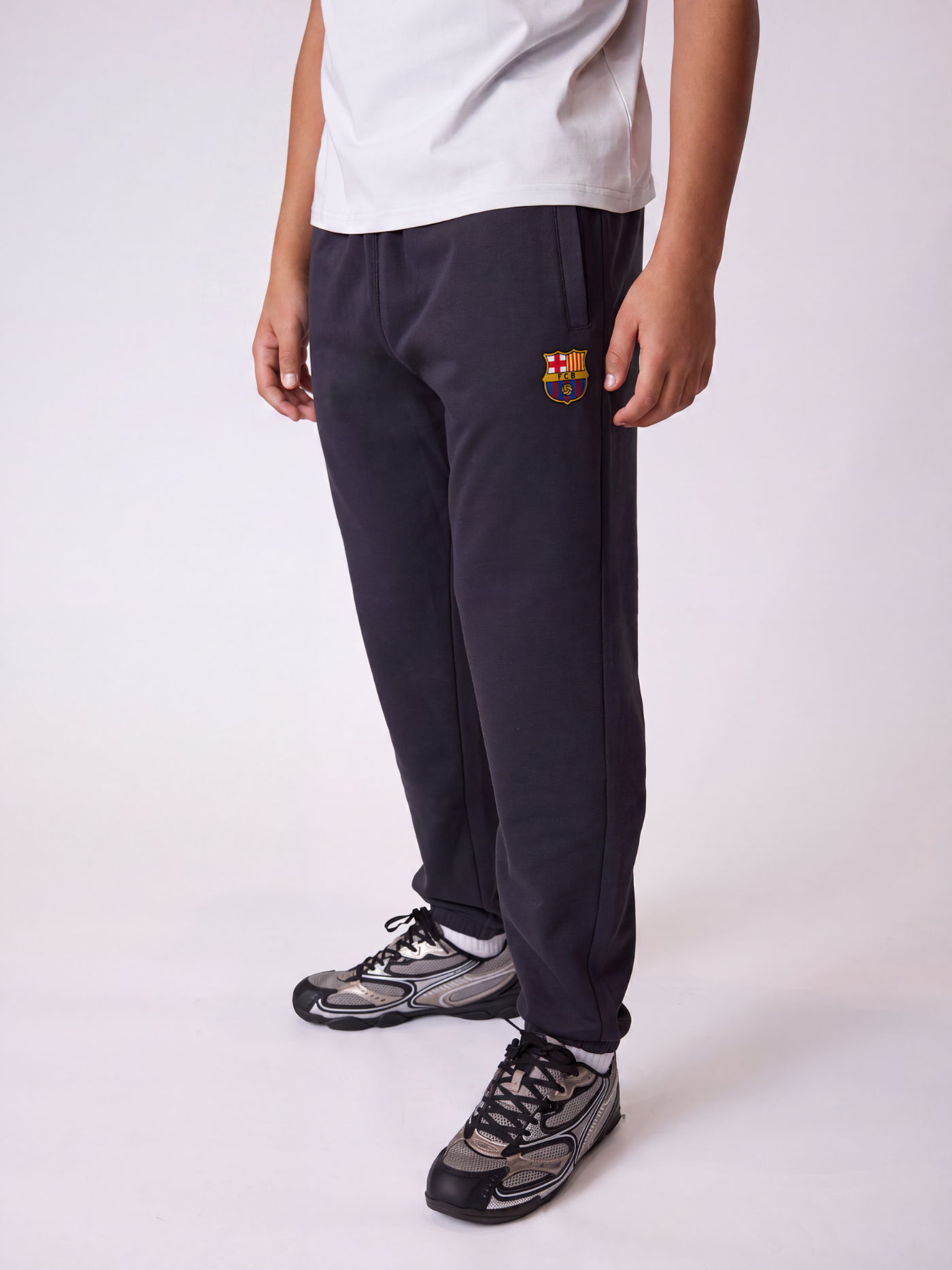 Graue Core II Fleece-Hose für Kinder Barça