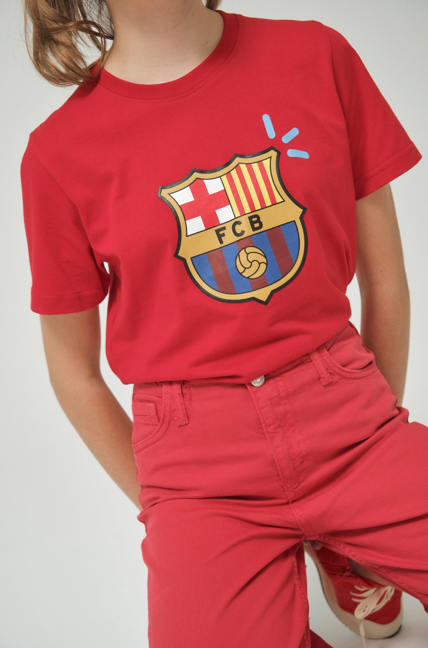 Camiseta roja Força Barça - Junior