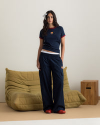 Pantalón Atemporal Azul Marino Ancho - Mujer
