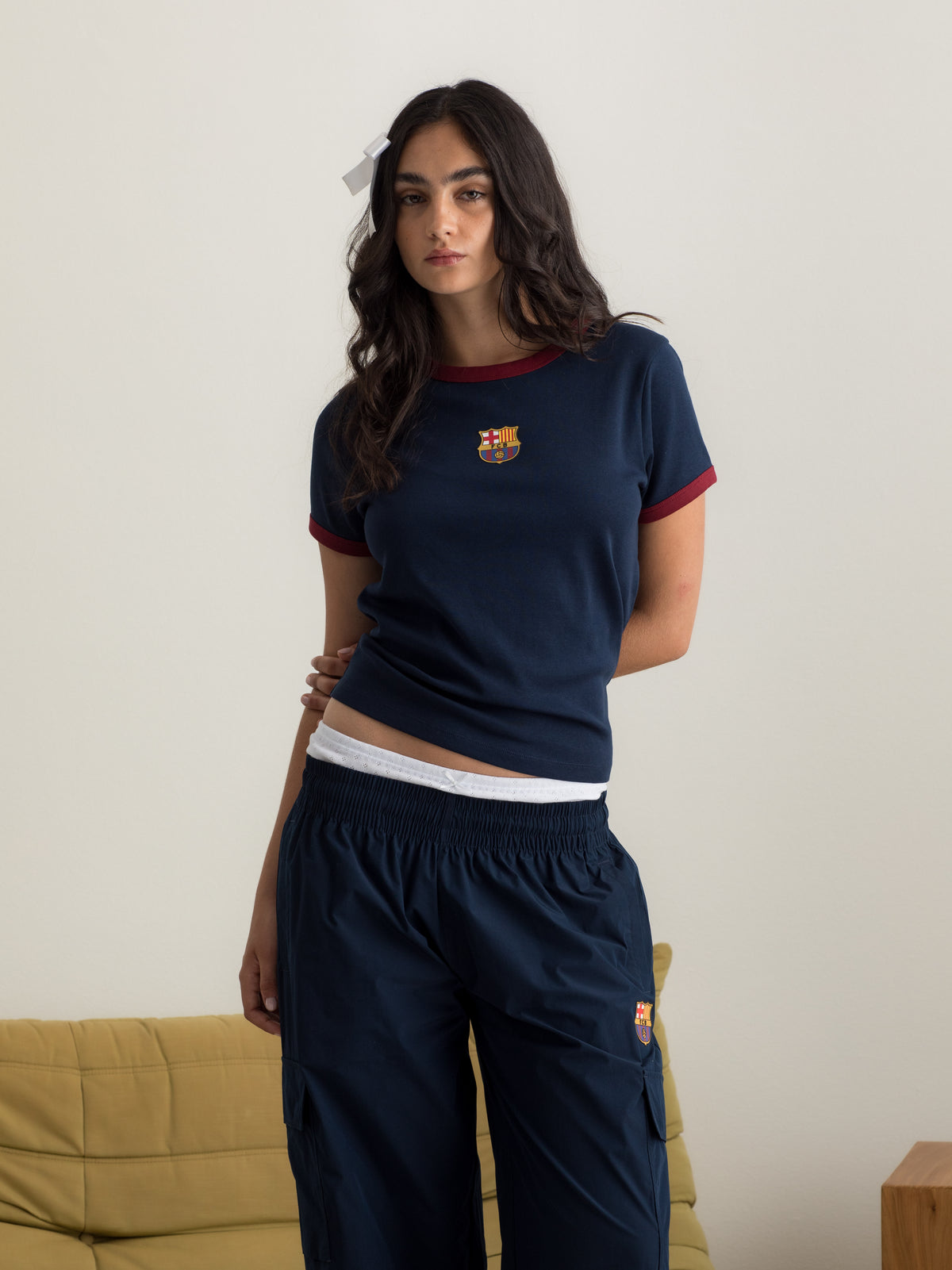 Camiseta Atemporal Azul Marino Barça - Mujer