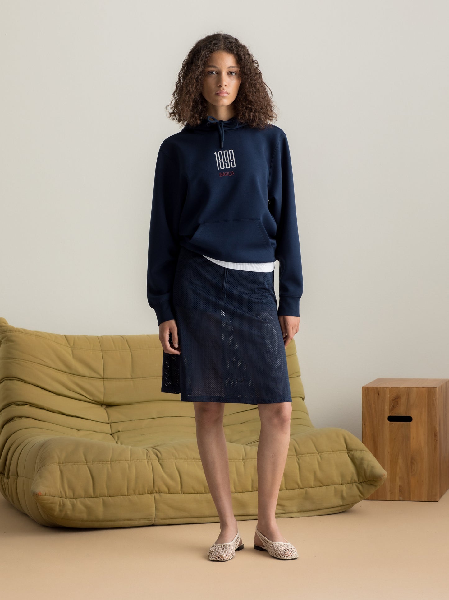 Sudadera con capucha atemporal azul marino Barça - Mujer