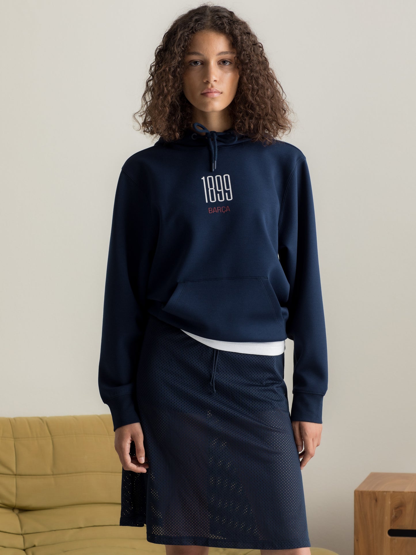 Sudadera con capucha atemporal azul marino Barça - Mujer