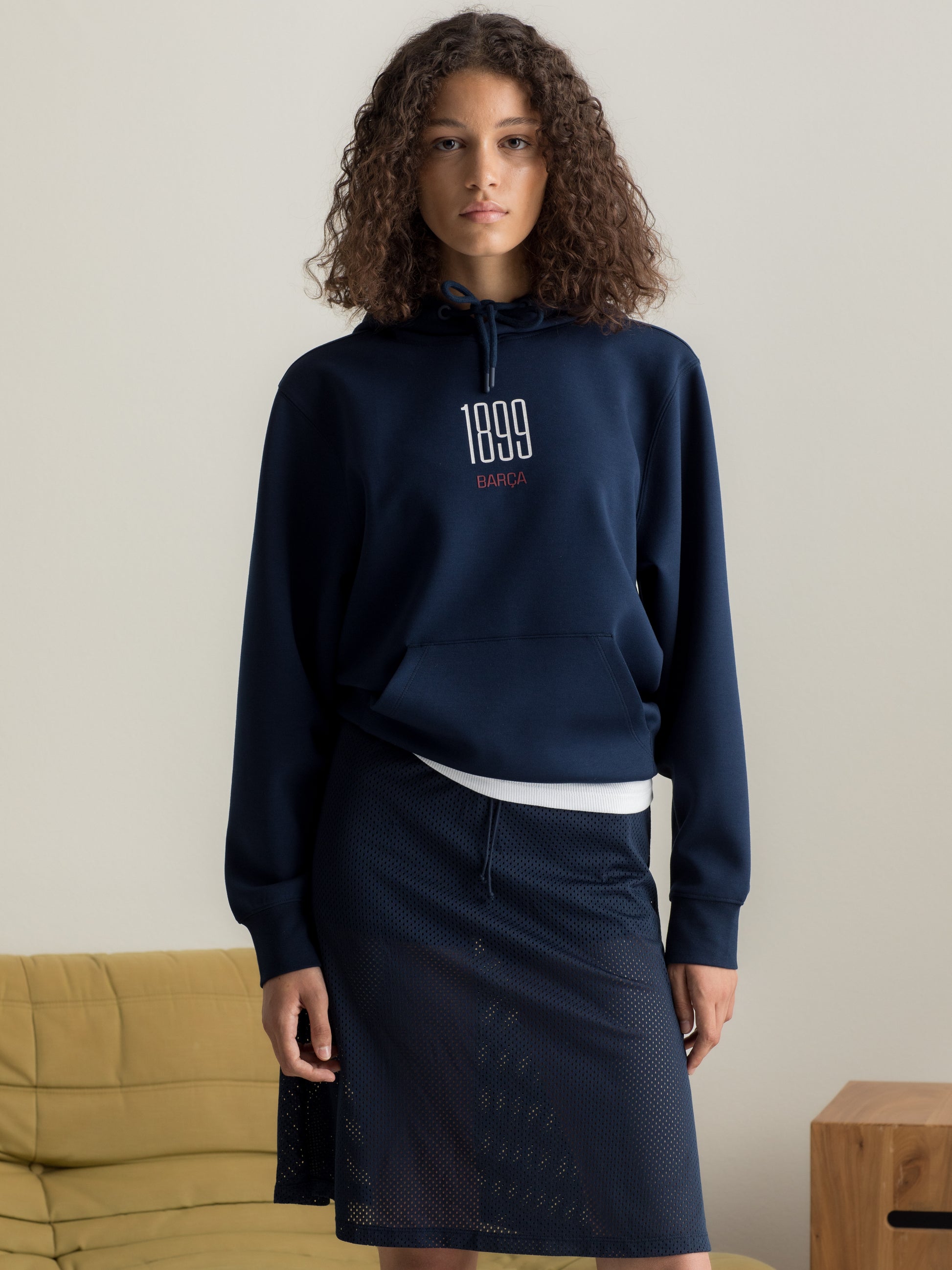 Sudadera con capucha atemporal azul marino Barça - Mujer