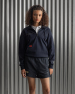 navy FC Barcelona sweatshirt with gold graphic design, club crest, and text 'Good Game Lover’s Crew since 1899'