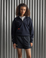 navy FC Barcelona sweatshirt with gold graphic design, club crest, and text 'Good Game Lover’s Crew since 1899'