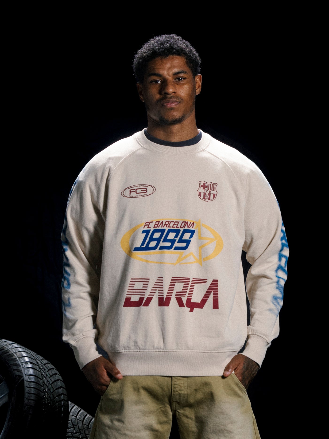 Sudadera Crew Ecru Racing Barça