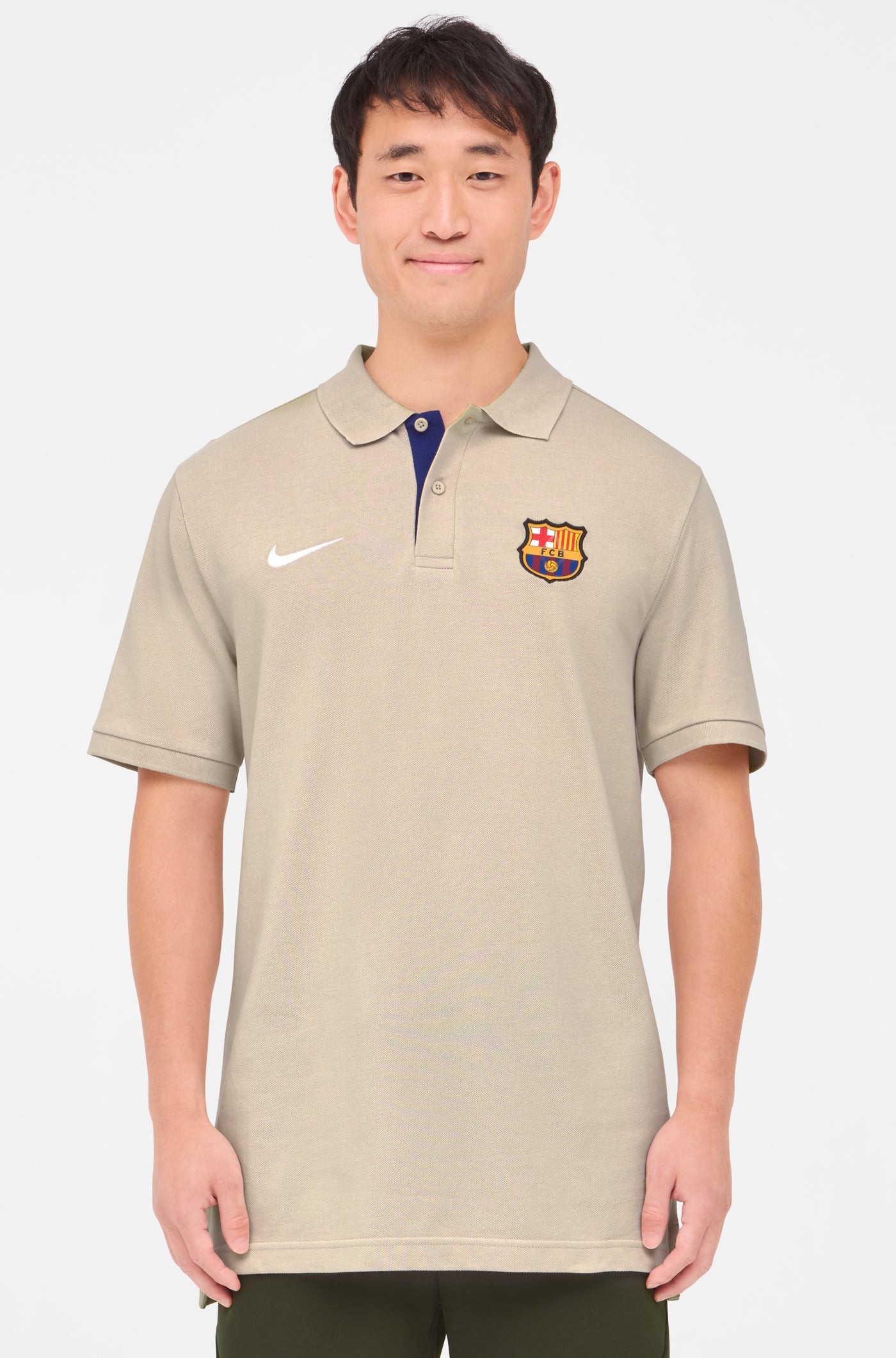 Beigefarbenes Schild-Poloshirt Barça Nike