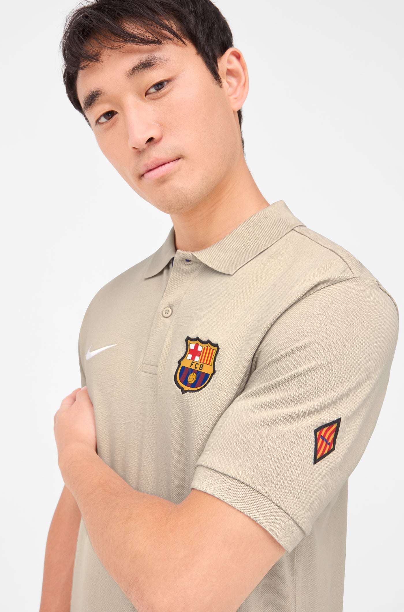 Polo écusson beige Barça Nike