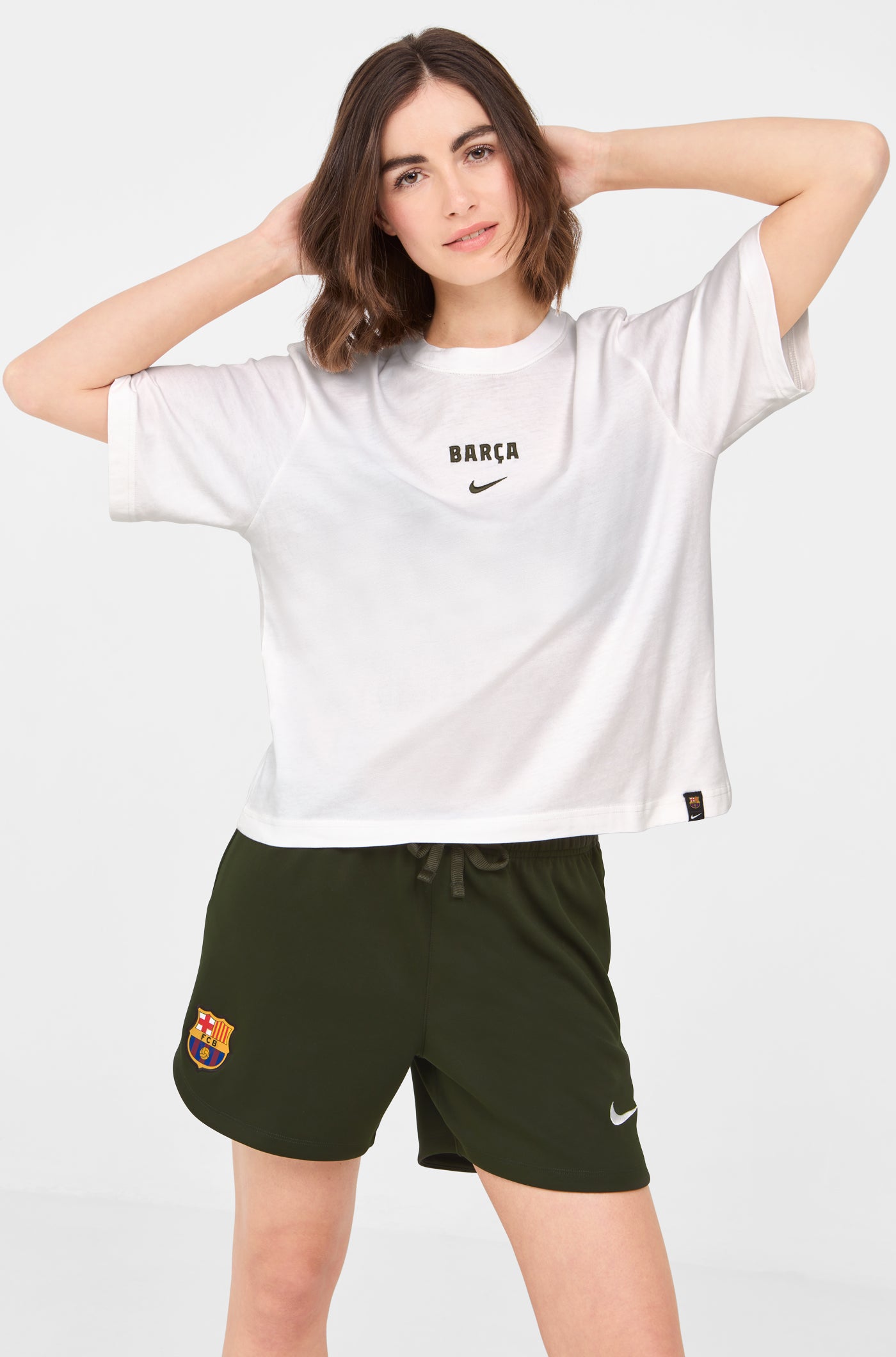 T-Shirt kurzärmeliges weißes Barça Nike – Damen