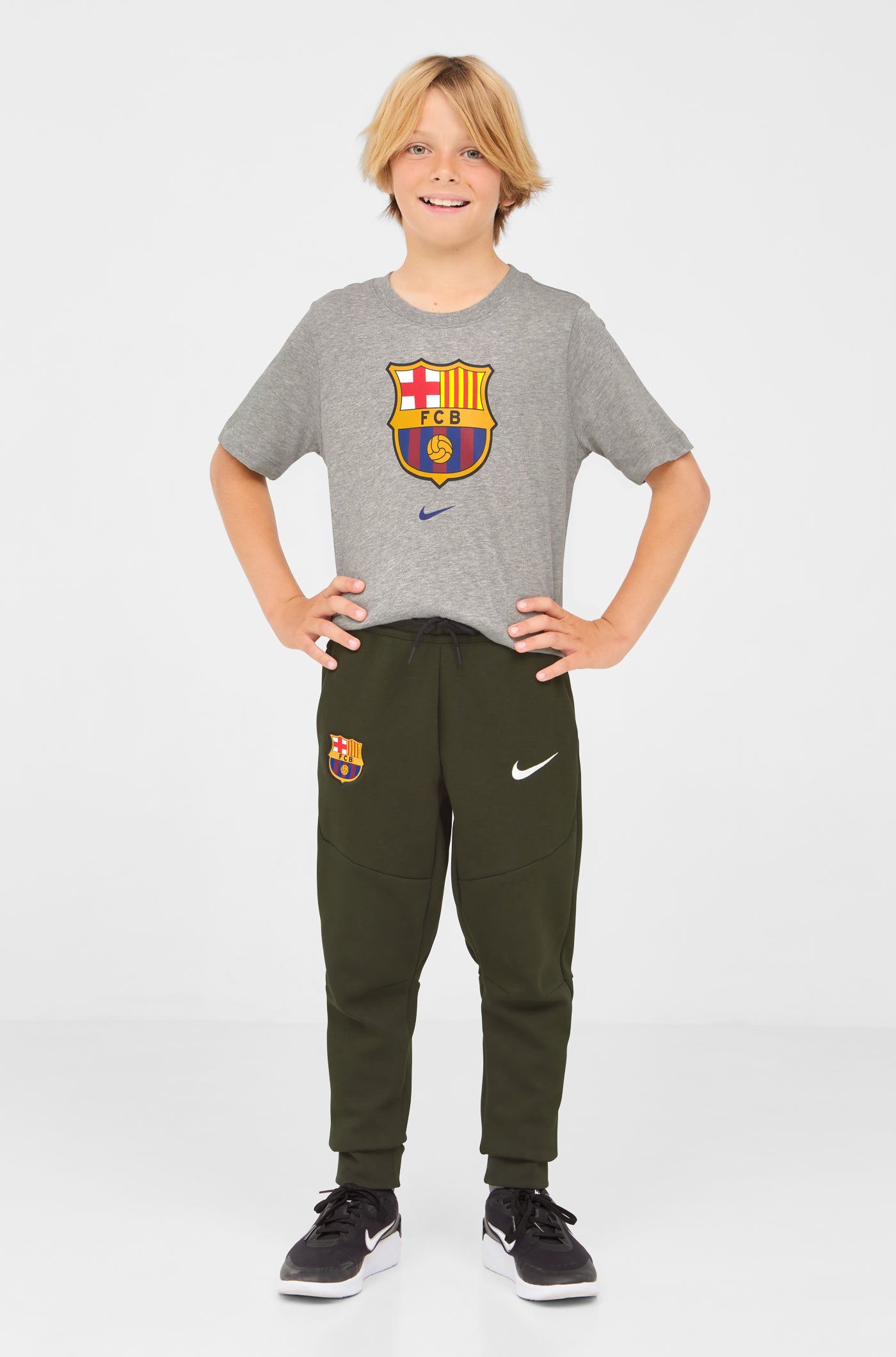 T-shirt gris écusson Barça Nike - Junior