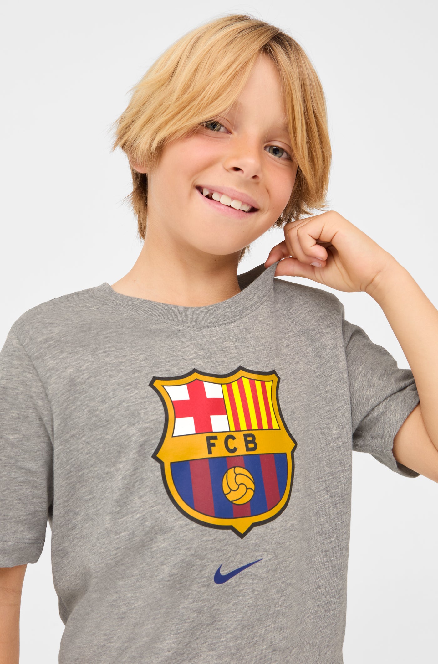 Camiseta gris escudo Barça Nike - Junior