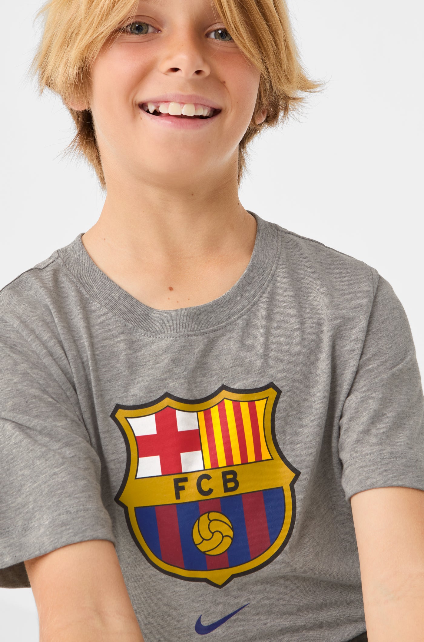 Camiseta gris escudo Barça Nike - Junior