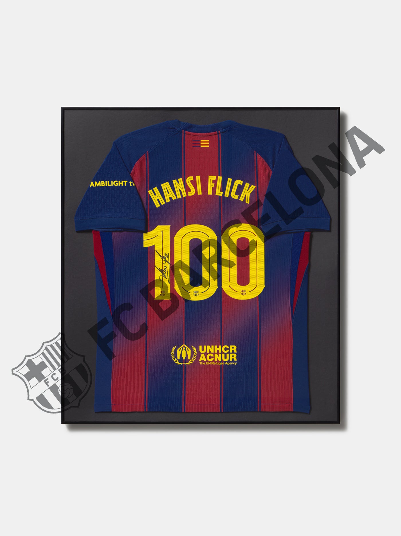 T-Shirt signed and framed Hansi Flick 100 matches