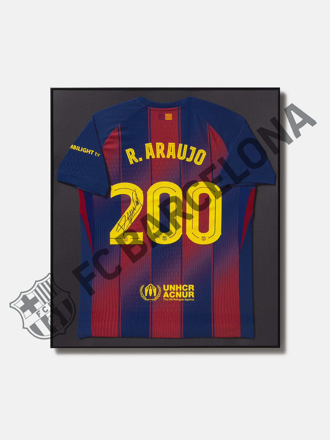 T-shirt signé et encadré Araujo 200 matchs
