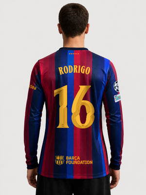 RODRIGO | UCL メンズ ホームユニフォーム 26/27 FC Barcelona - 長袖