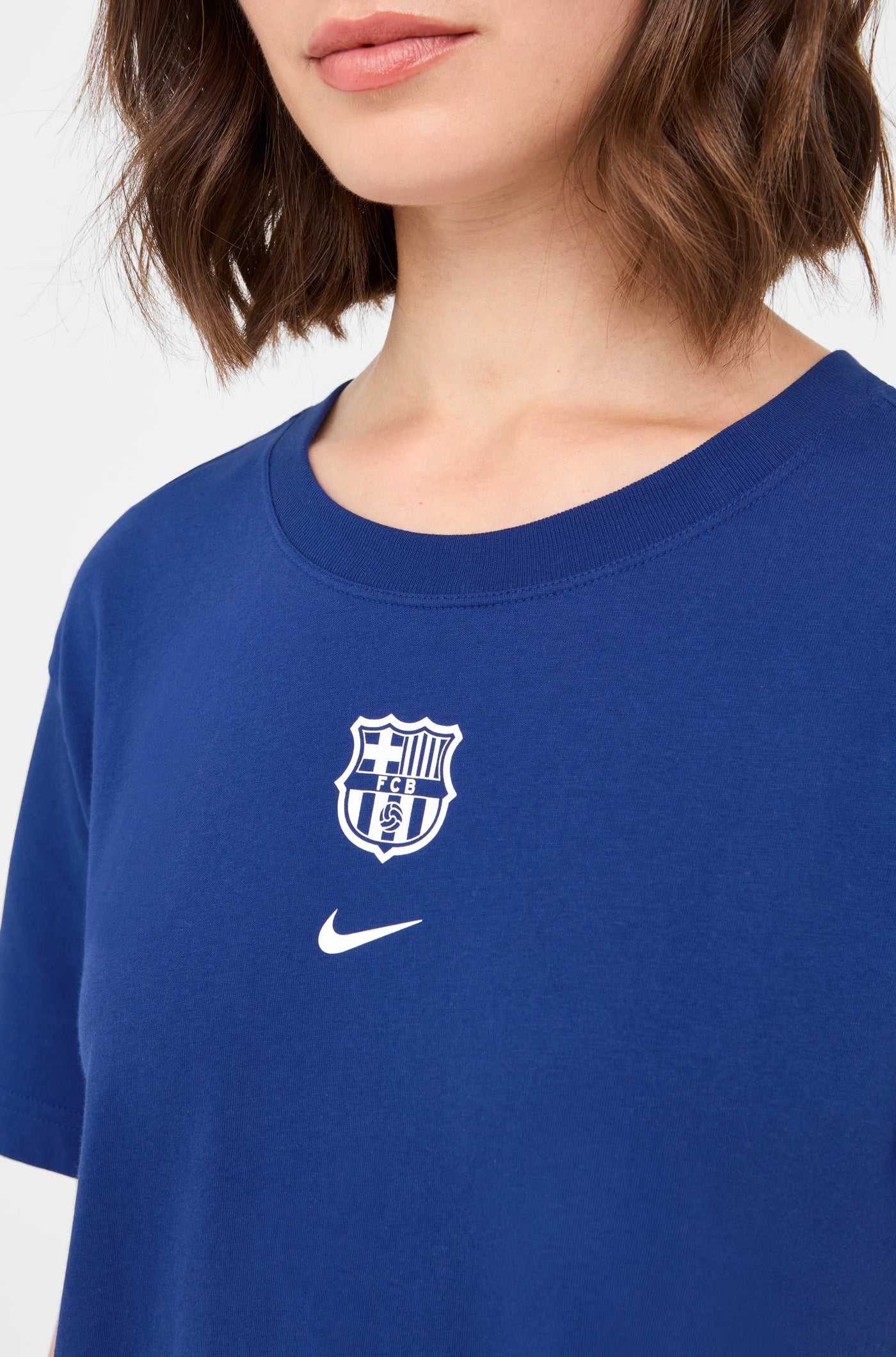 Crop top blava escut Barça Nike - Dona