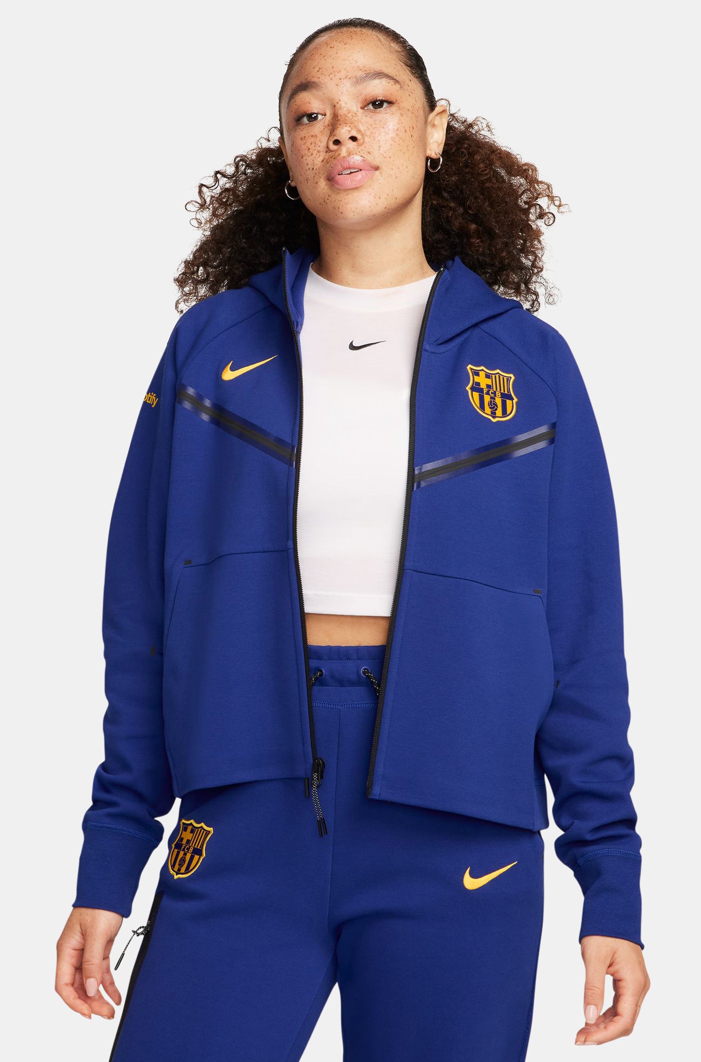 Blaue Tech-Jacke von Barça Nike – Damen