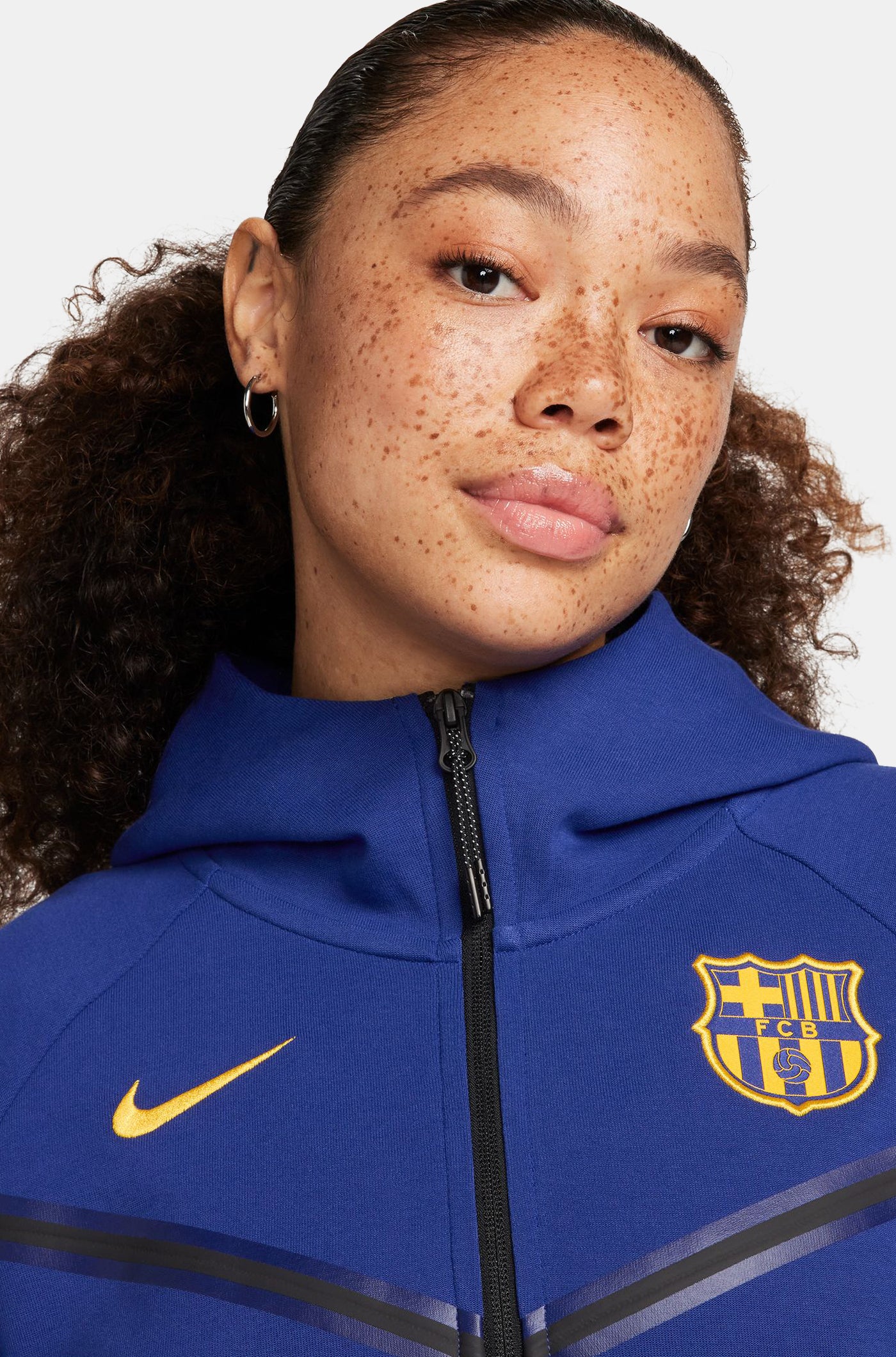 Blaue Tech-Jacke von Barça Nike – Damen