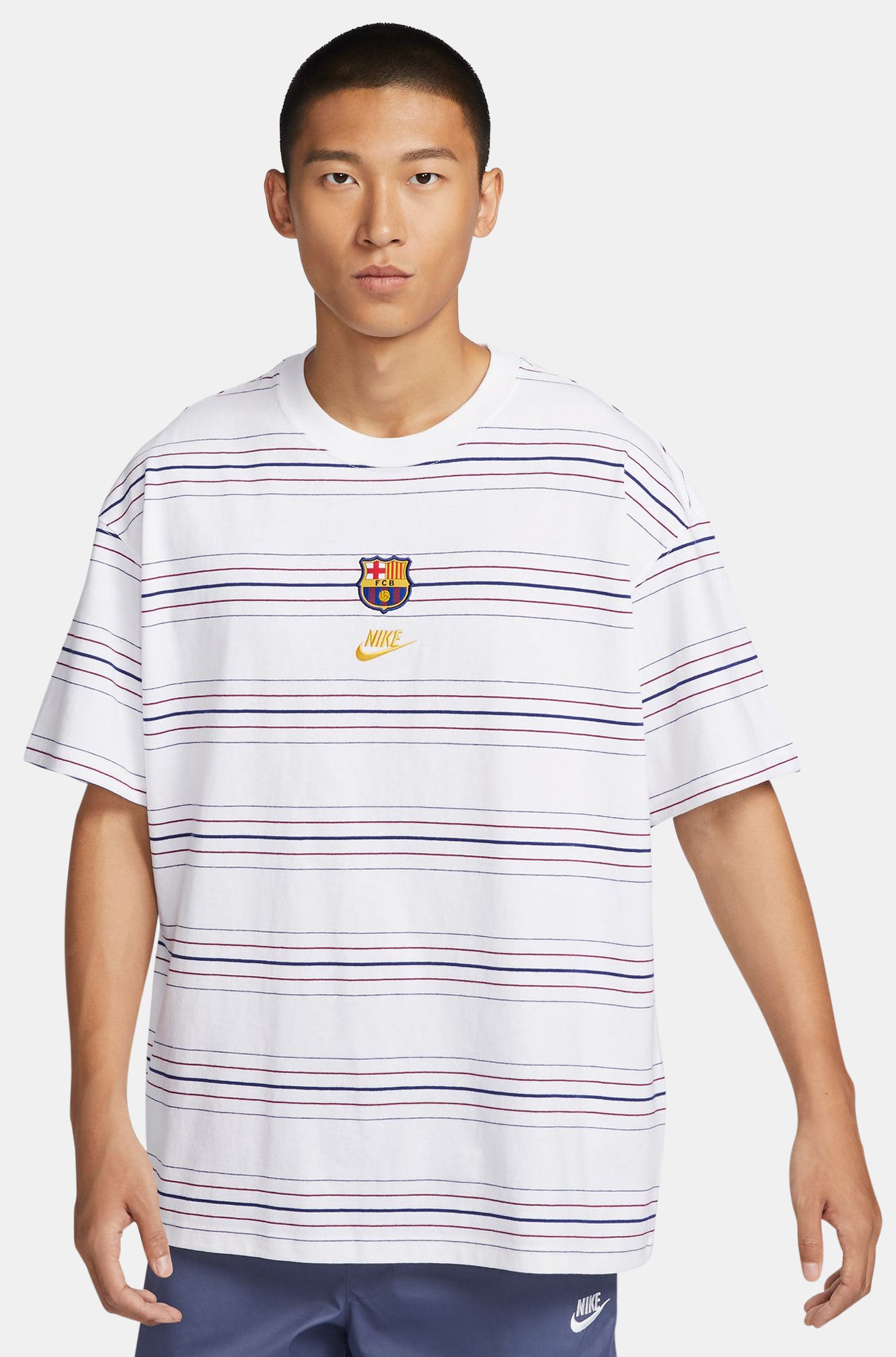 Camiseta blanca rayas Barça Nike