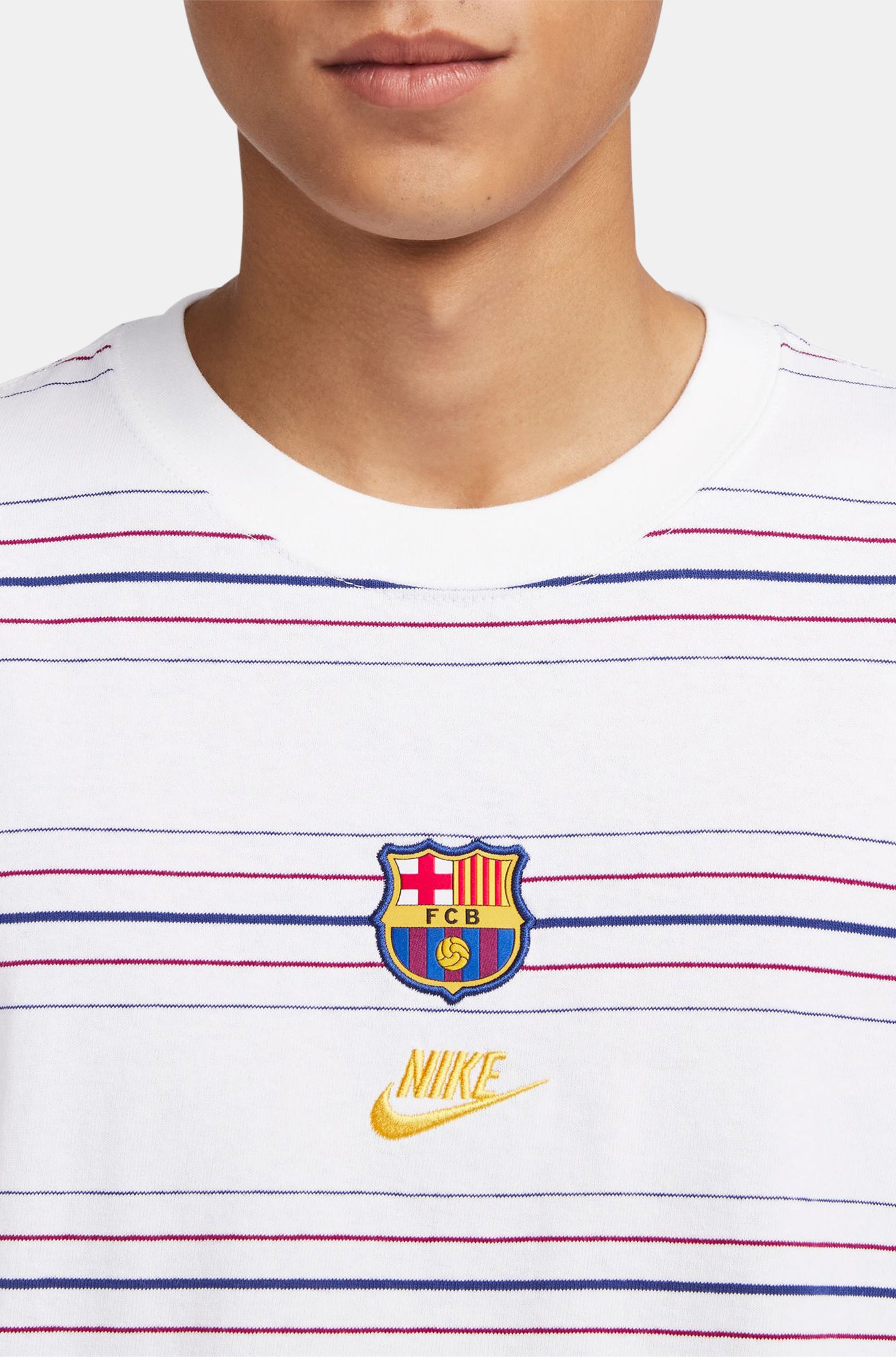 Camiseta blanca rayas Barça Nike