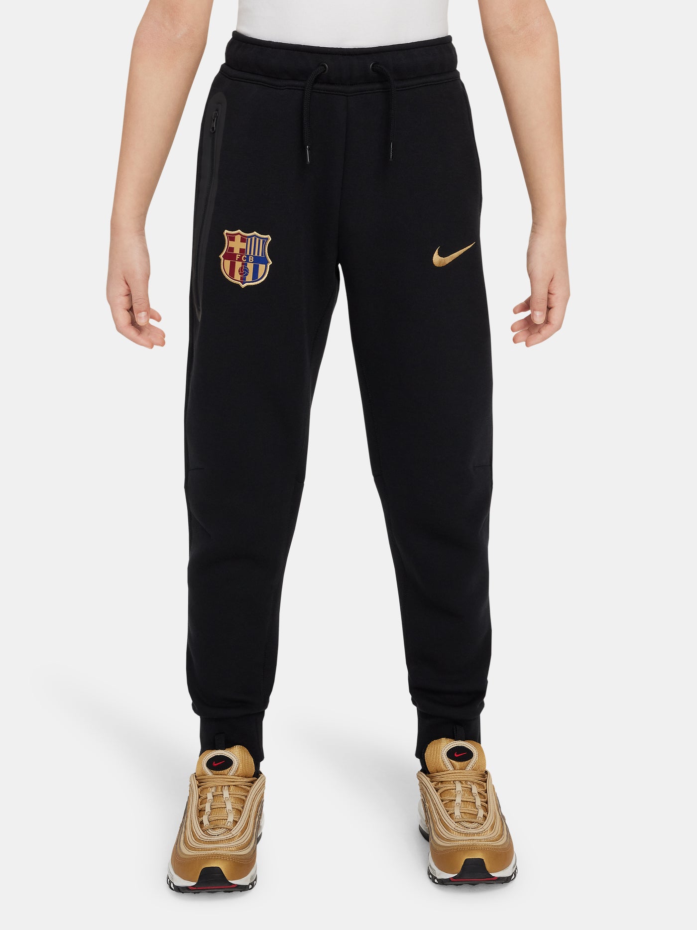 Pantalons tech fleece negres Barça Nike - Júnior