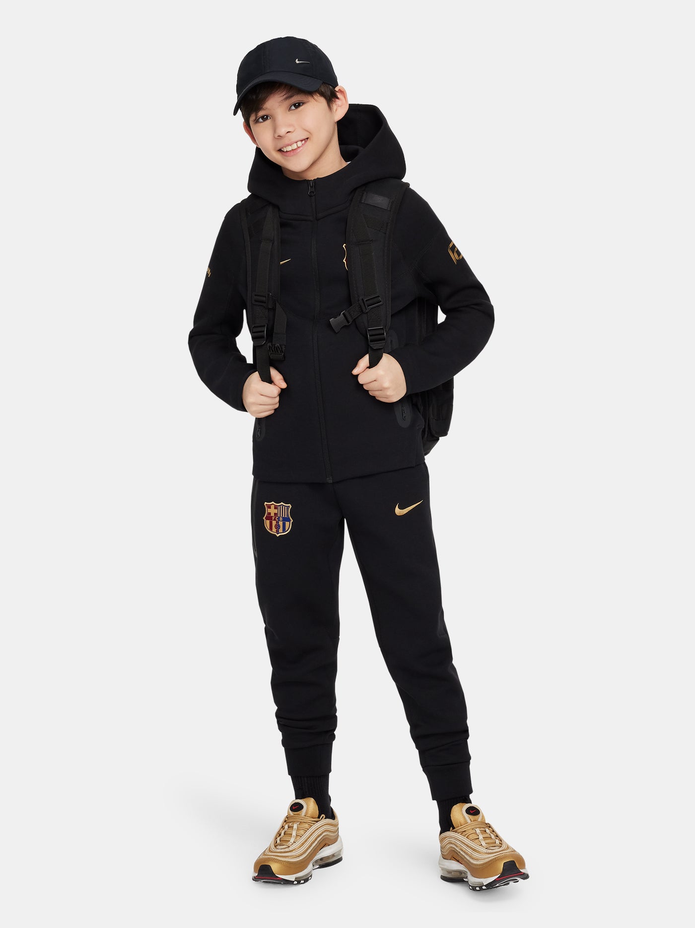 Pants tech fleece crest black Barça Nike - Junior