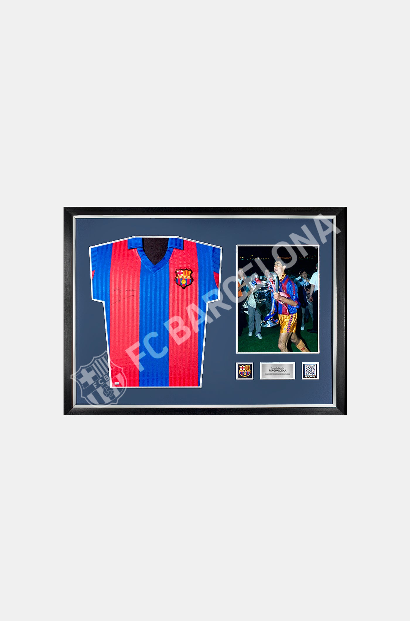 Pep Guardiola Official FC Barcelona Front Signed and Framed 1992 Home Shirt