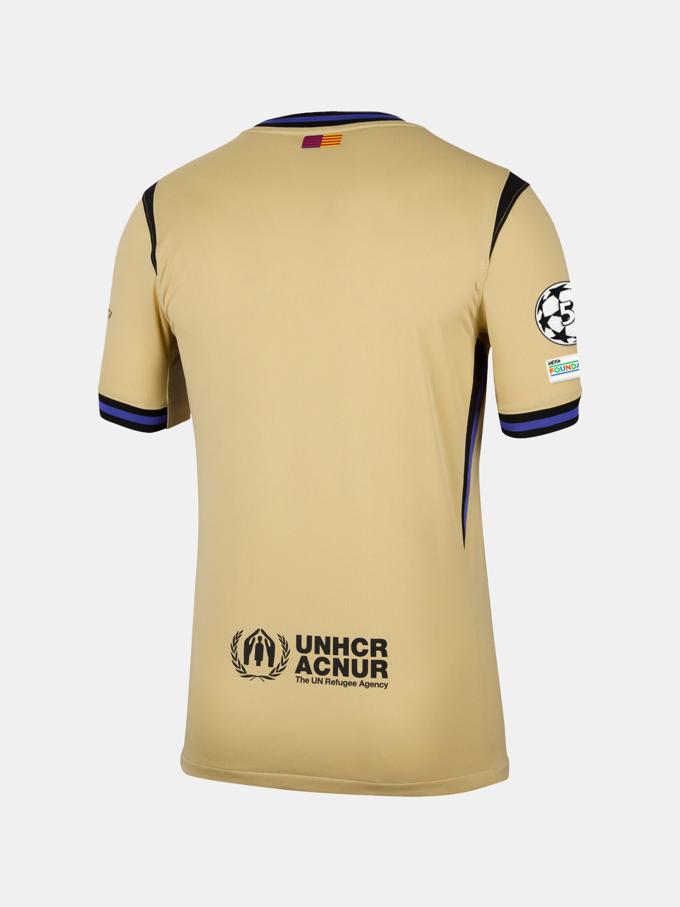Beige sports jersey with visible branding on a white background