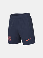 FC Barcelona navy blue training shorts with coral Nike logo and club crest